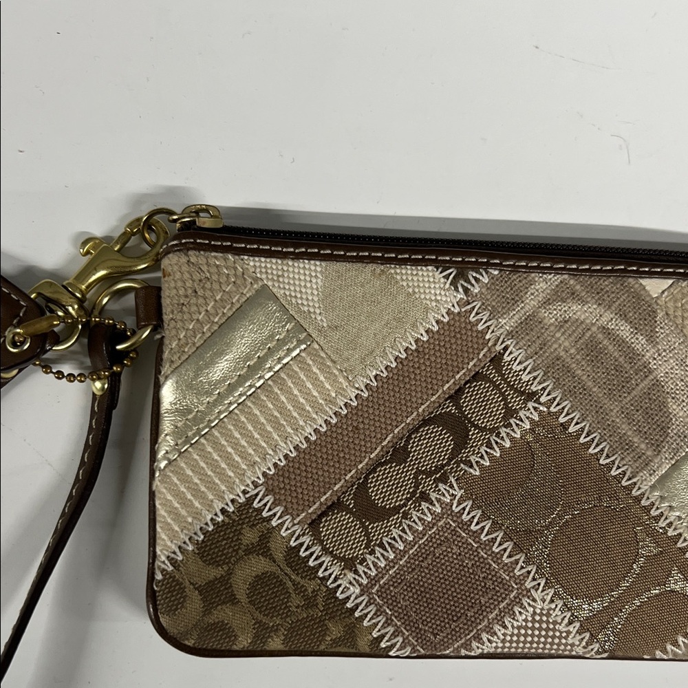 Coach Brown Patchwork Wristlet - Picture 10 of 14